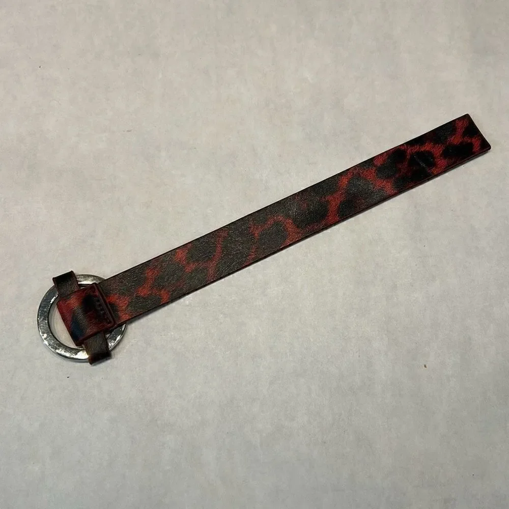 Wrap Bracelet Red Black Animal Print Leopard Cheetah Silver Buckle NWOT